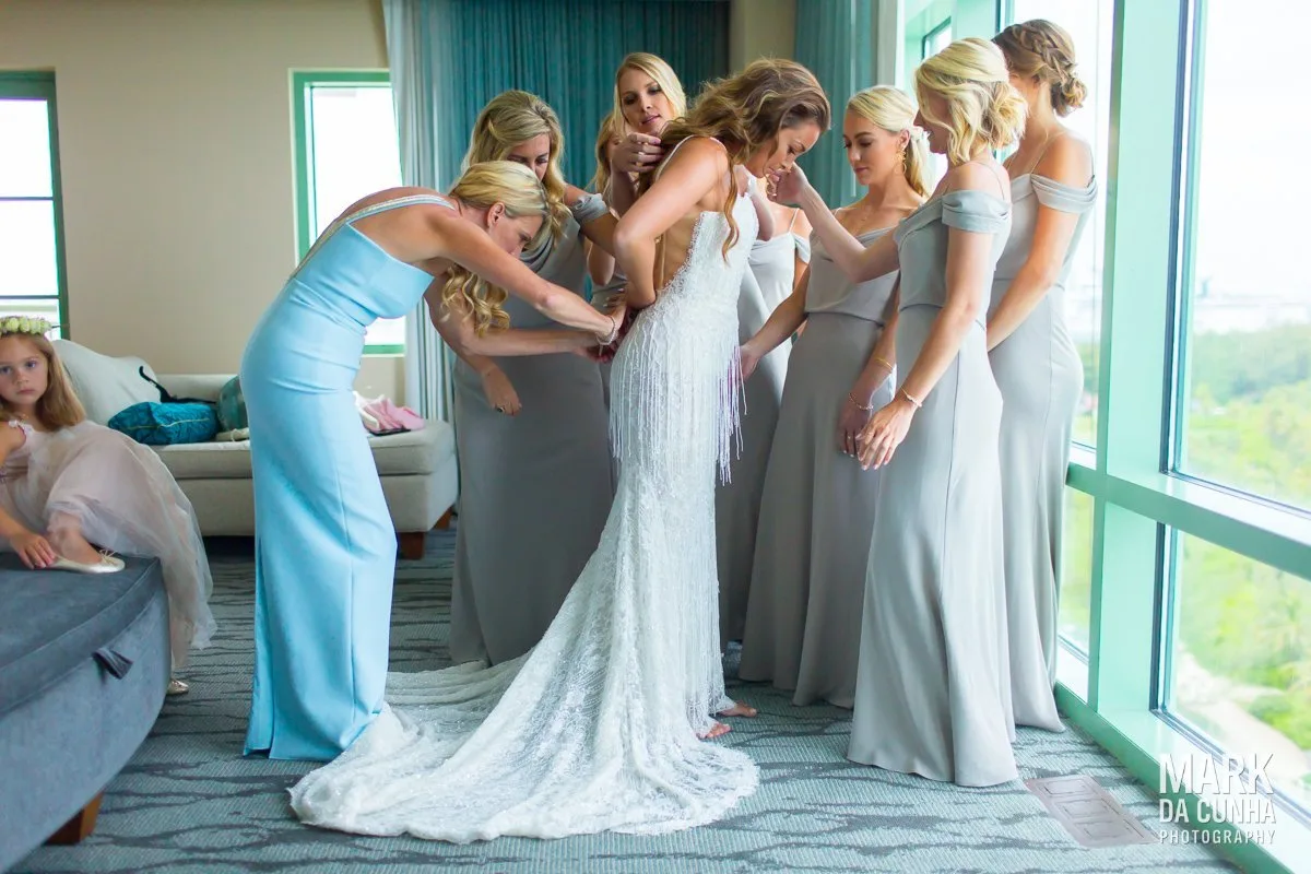 Bride and Bridesmaids Wedding Dress Atlantis Bahamas Wedding Photographer