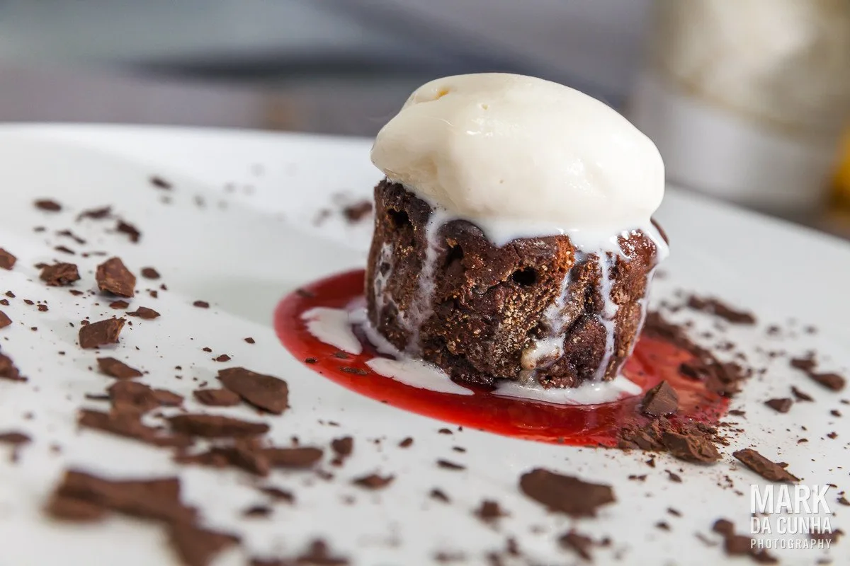 Food Photography Desert Hot Lava Cake and Ice Cream